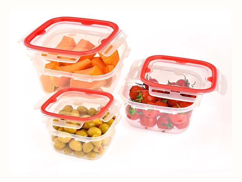 SET OF 3 PCS ( 0,7 L + 1,3 L + 2,4 L ) LOCK & FIT SQUARE BOX 3 PCS SET M-1473
