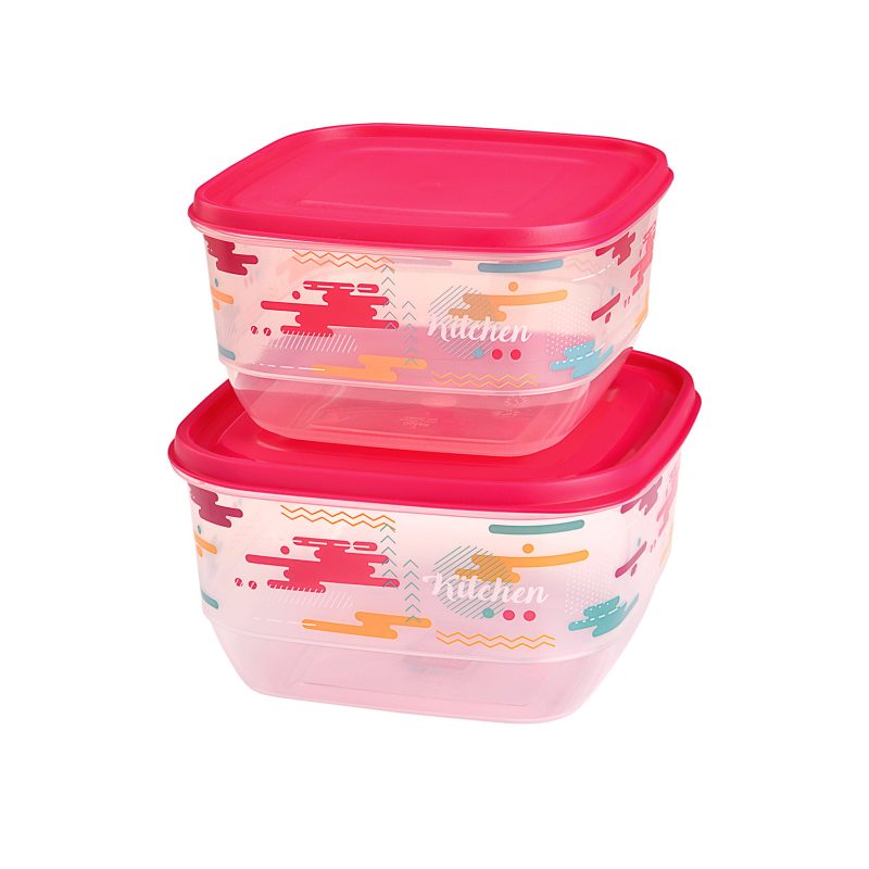 SET OF 2 PCS (1,9 L + 2,6 L ) TRENDY SQUARE FOOD SAVER WITH IML DESIGN M-1521